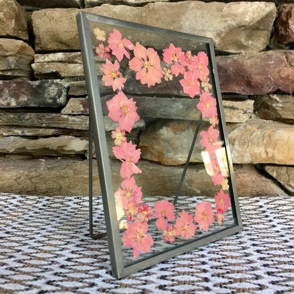 Vintage Other - Vintage Dried Floral Glass Picture Frame Bohemian